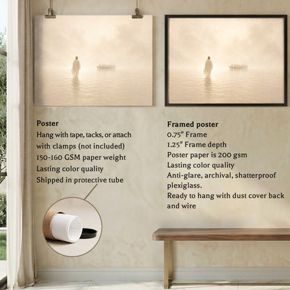 Jesus Walks on Water Wall Art Poster/Canvas
