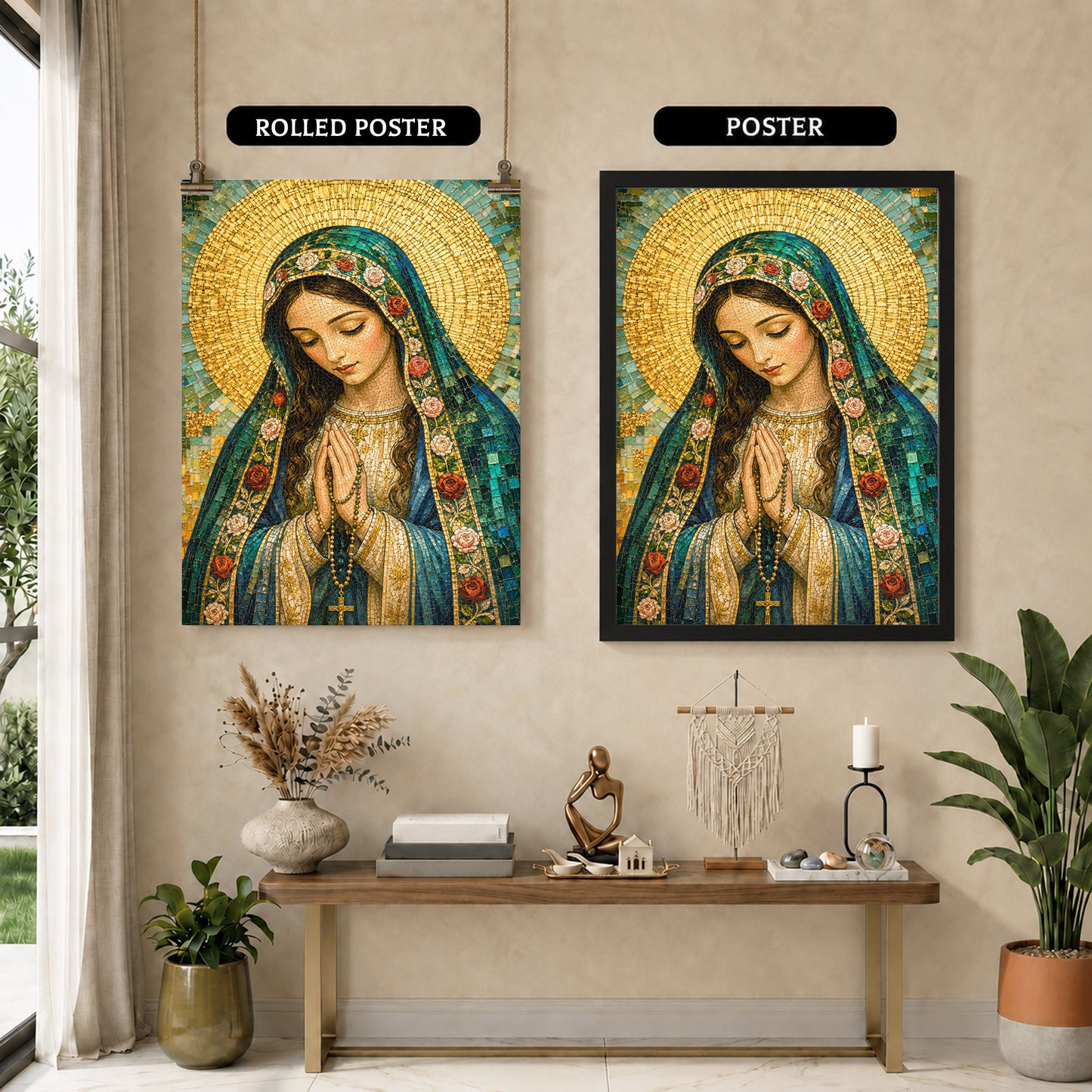 Virgin Mary Mosaic Prayer Poster/Canvas