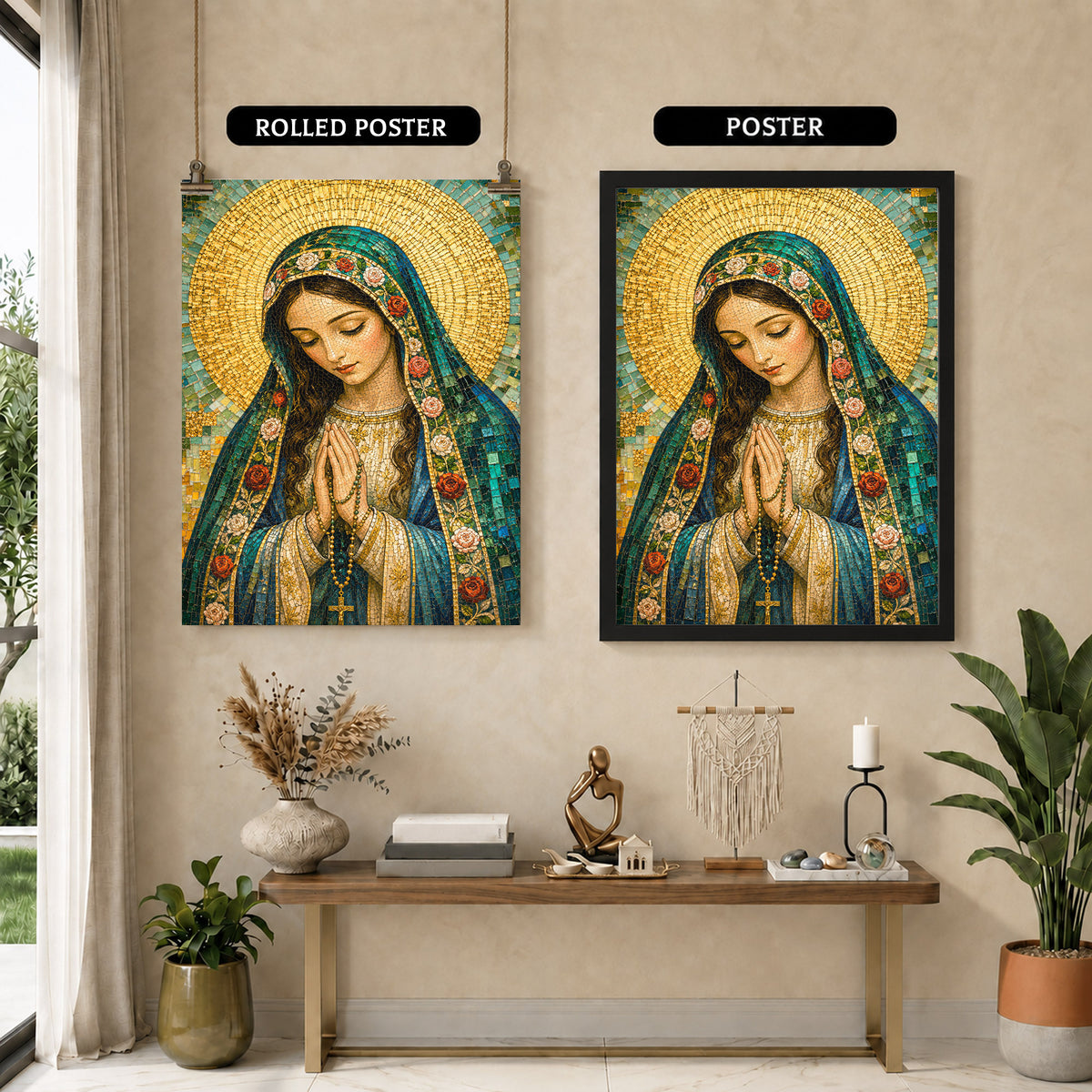 Virgin Mary Mosaic Prayer Poster/Canvas
