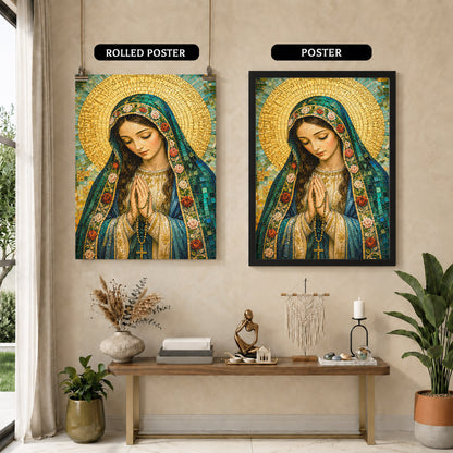 Virgin Mary Mosaic Prayer Poster/Canvas