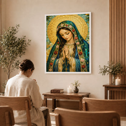 Virgin Mary Mosaic Prayer Poster/Canvas