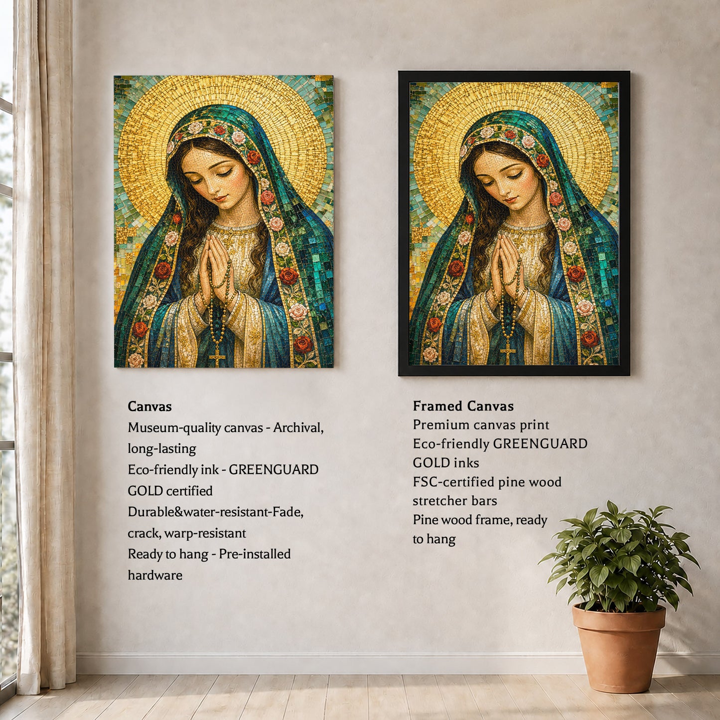 Virgin Mary Mosaic Prayer Poster/Canvas