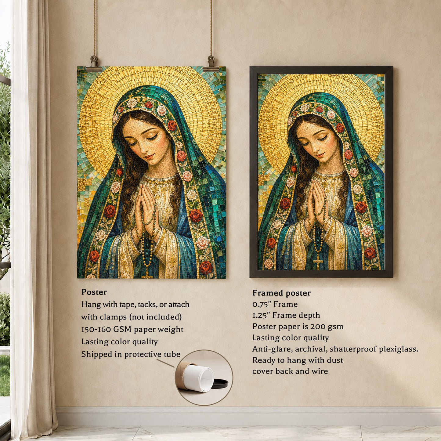 Virgin Mary Mosaic Prayer Poster/Canvas