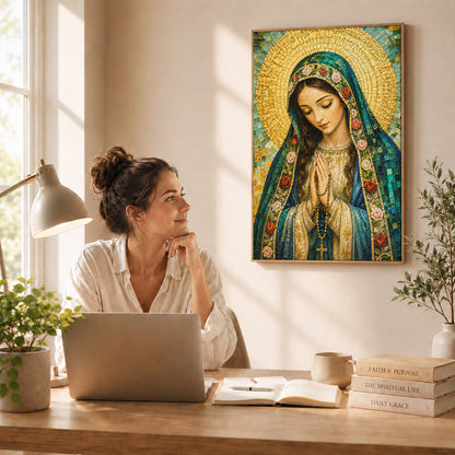 Virgin Mary Mosaic Prayer Poster/Canvas