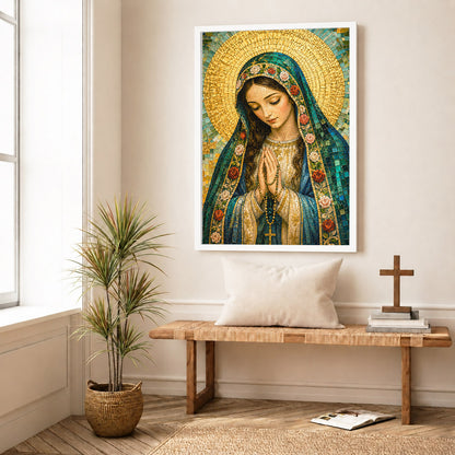 Virgin Mary Mosaic Prayer Poster/Canvas