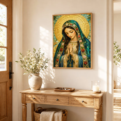 Virgin Mary Mosaic Prayer Poster/Canvas