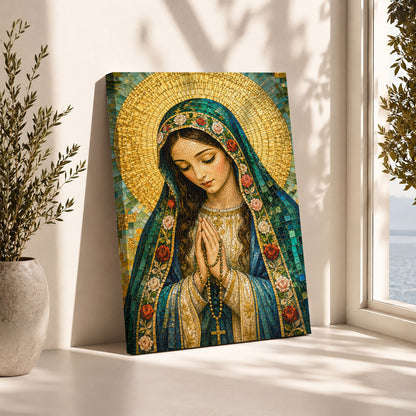 Virgin Mary Mosaic Prayer Poster/Canvas