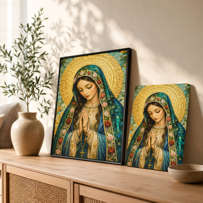 Virgin Mary Mosaic Prayer Poster/Canvas