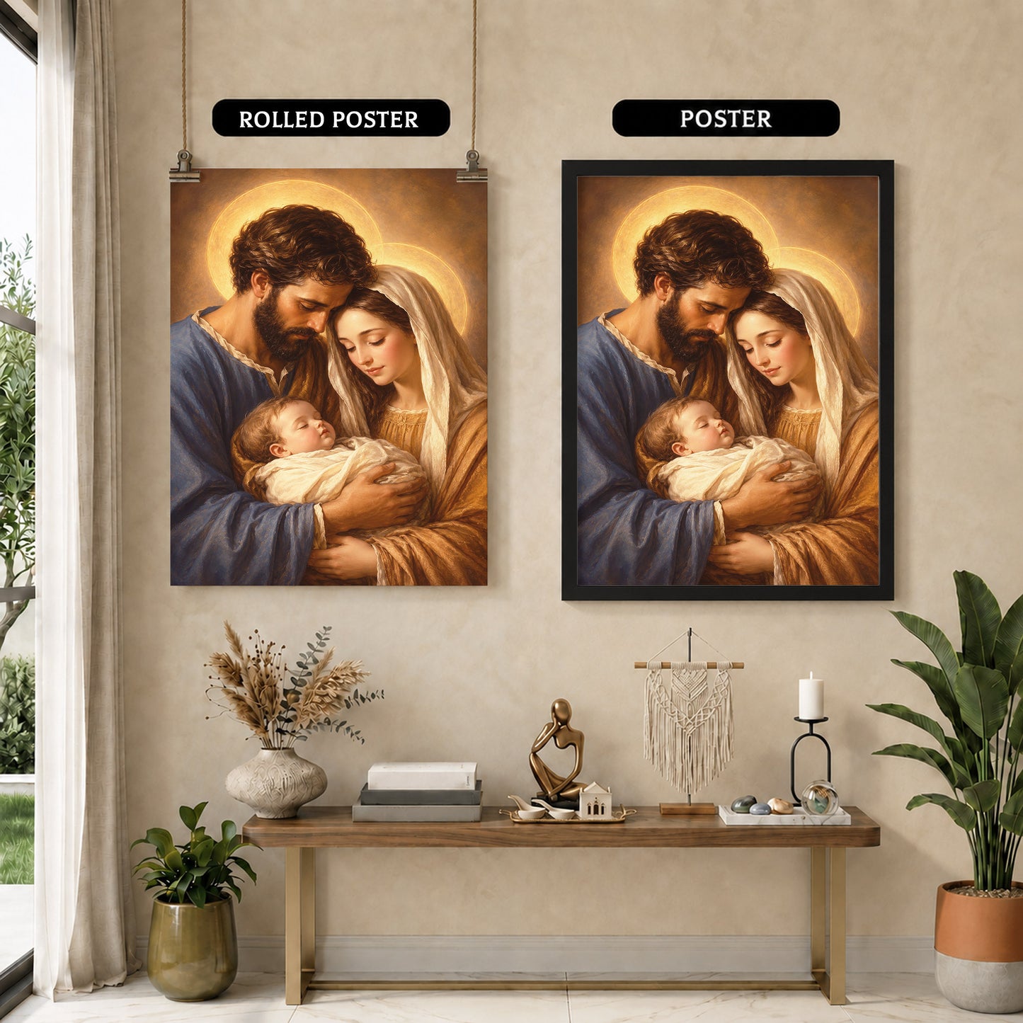 Holy Family with Baby Jesus Poster/Canvas – Christian Catholic Wall Art