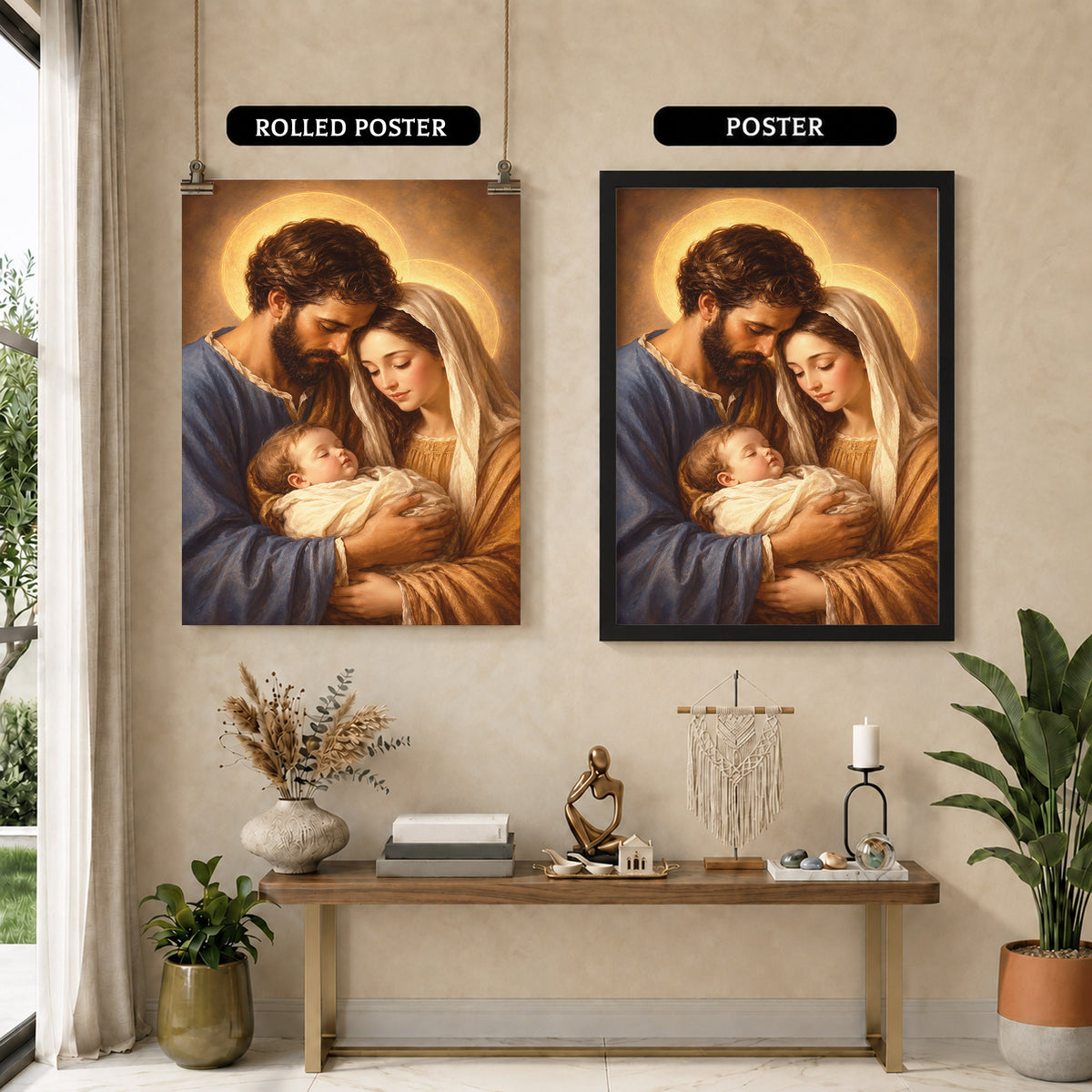 Holy Family with Baby Jesus Poster/Canvas – Christian Catholic Wall Art