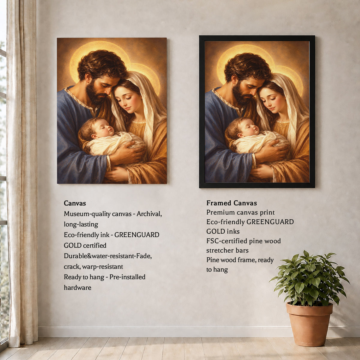 Holy Family with Baby Jesus Poster/Canvas – Christian Catholic Wall Art