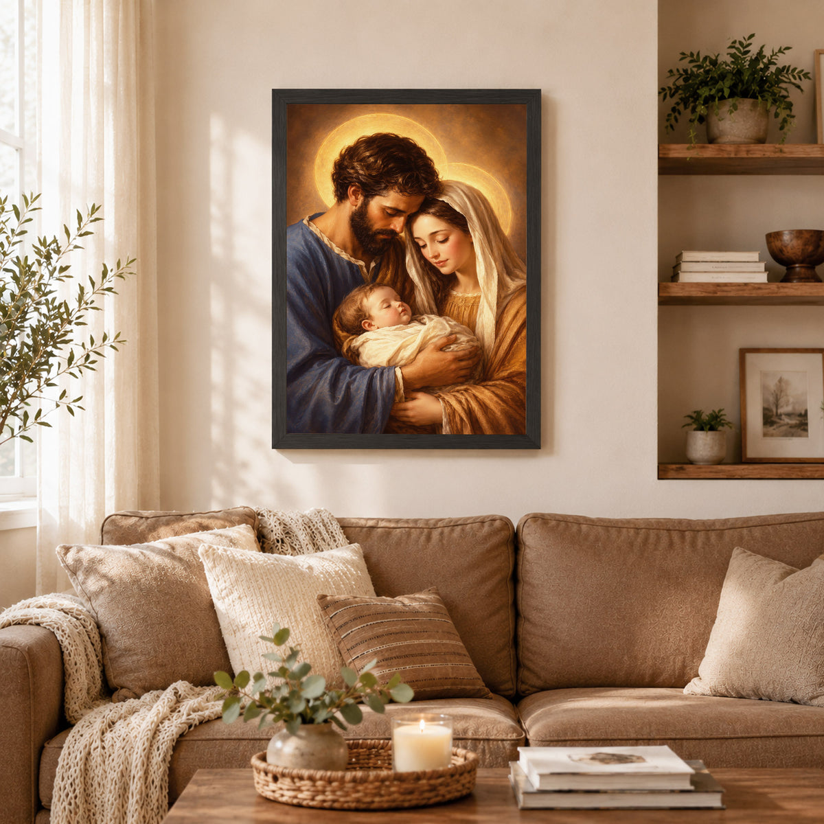 Holy Family with Baby Jesus Poster/Canvas – Christian Catholic Wall Art