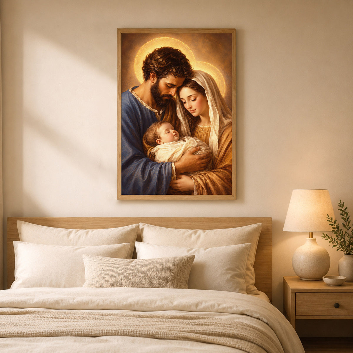 Holy Family with Baby Jesus Poster/Canvas – Christian Catholic Wall Art