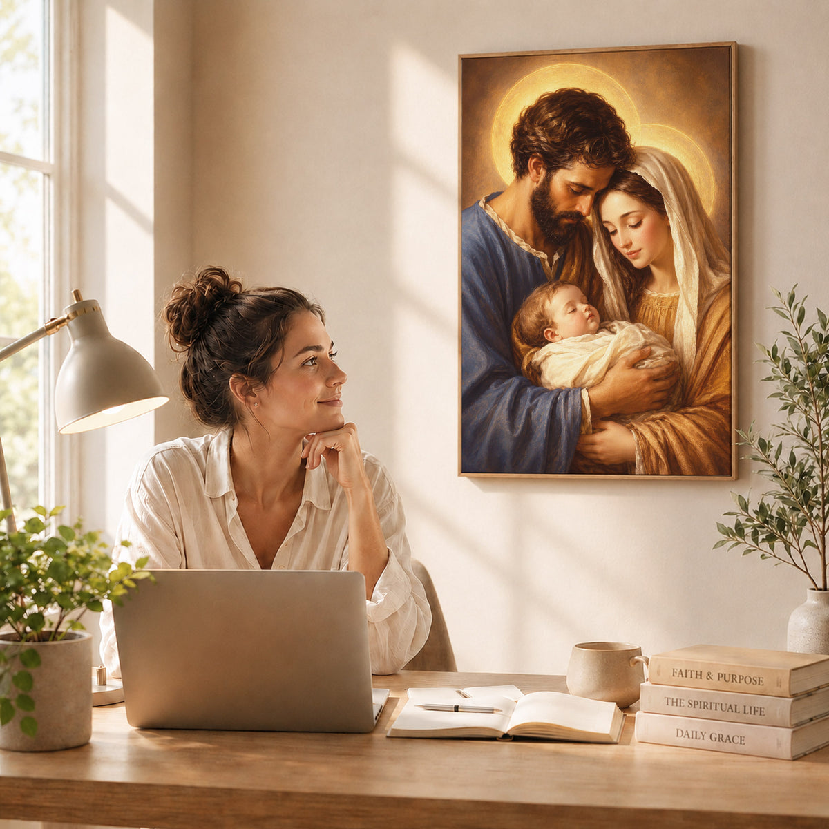 Holy Family with Baby Jesus Poster/Canvas – Christian Catholic Wall Art