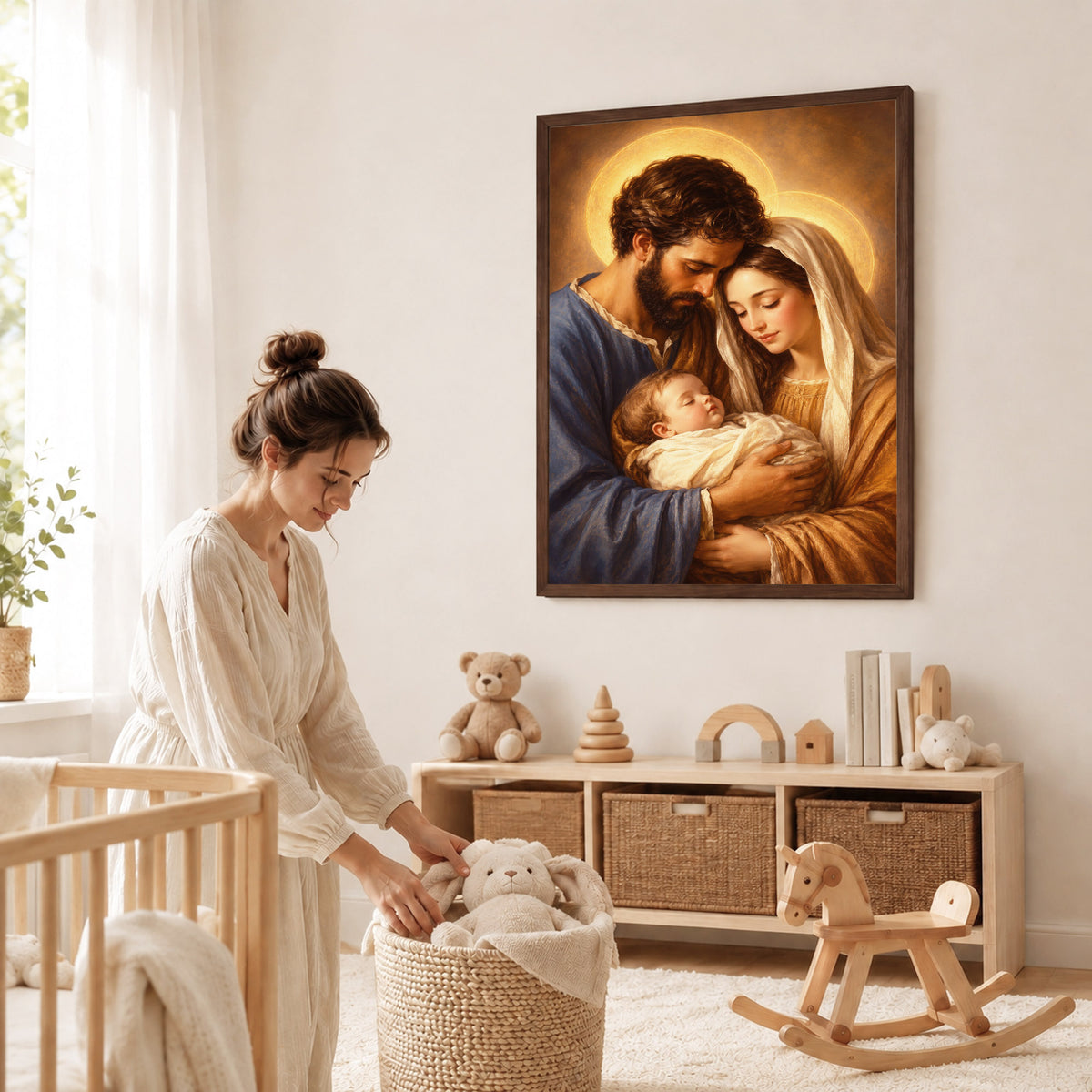 Holy Family with Baby Jesus Poster/Canvas – Christian Catholic Wall Art