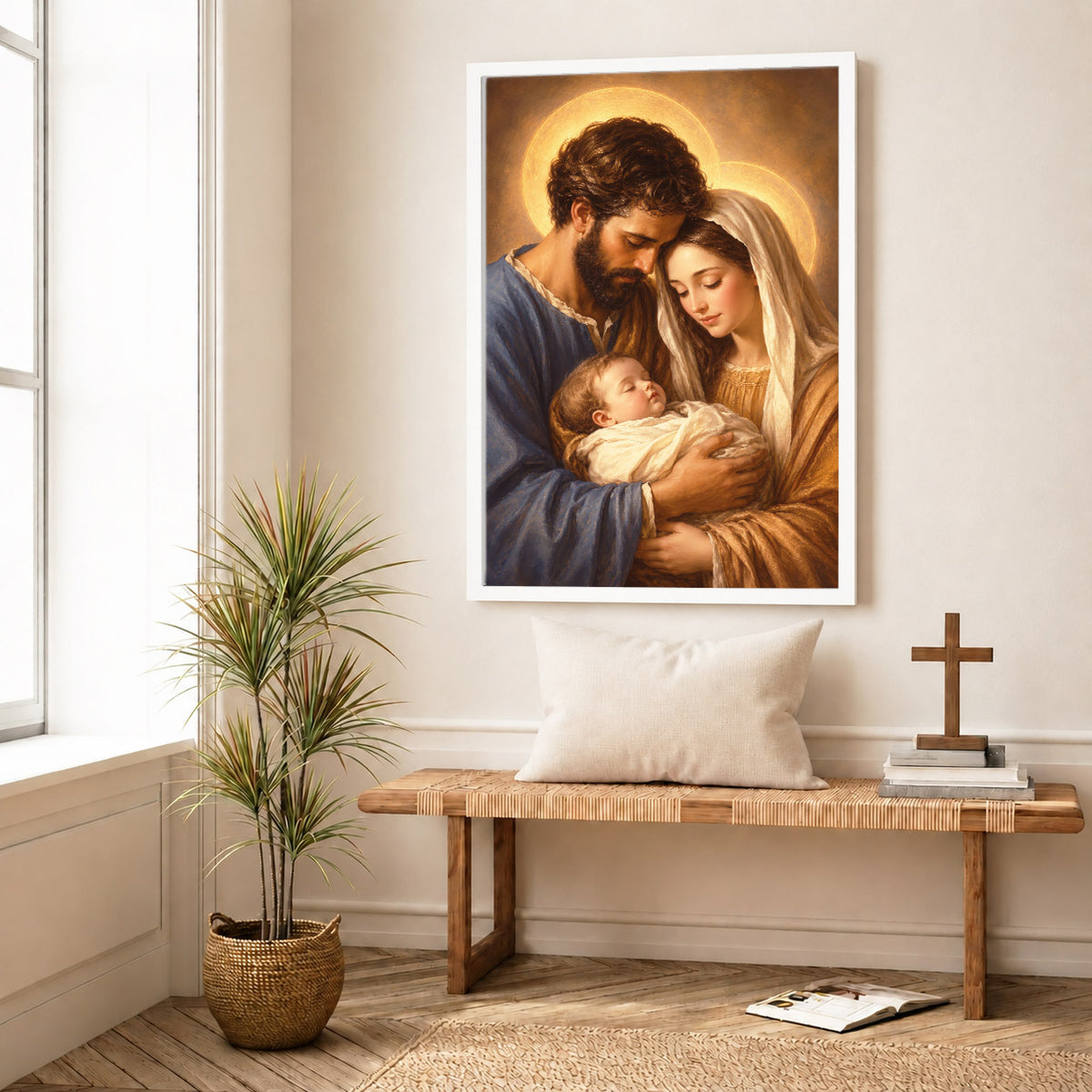 Holy Family with Baby Jesus Poster/Canvas – Christian Catholic Wall Art