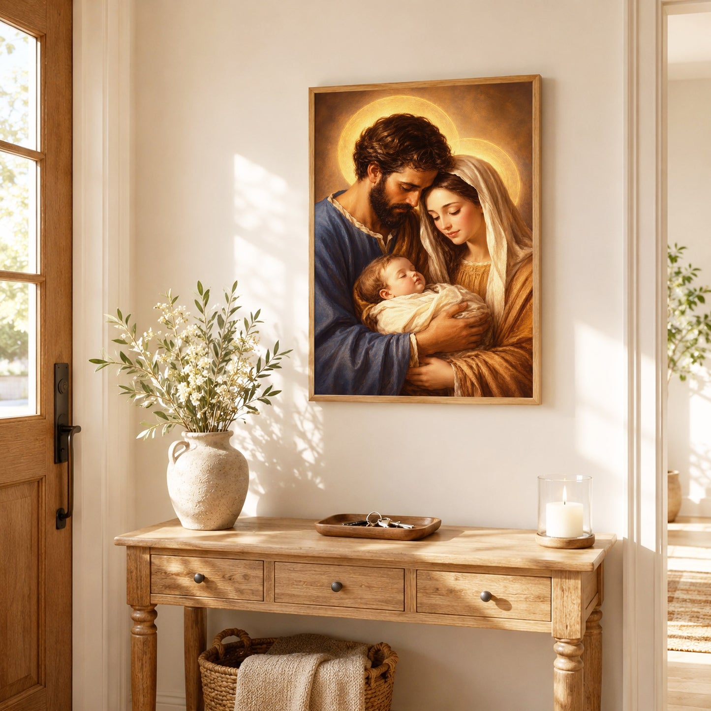 Holy Family with Baby Jesus Poster/Canvas – Christian Catholic Wall Art
