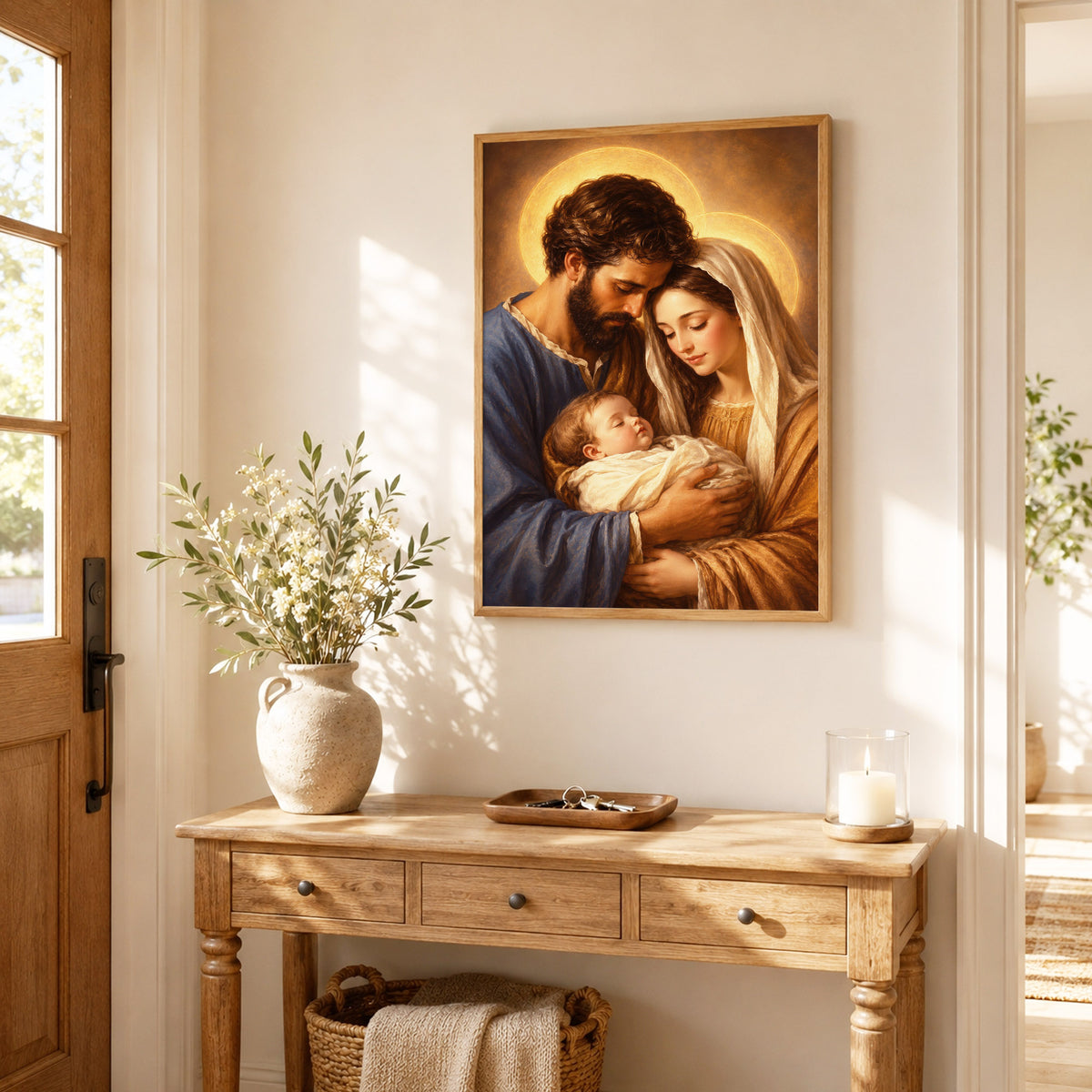 Holy Family with Baby Jesus Poster/Canvas – Christian Catholic Wall Art