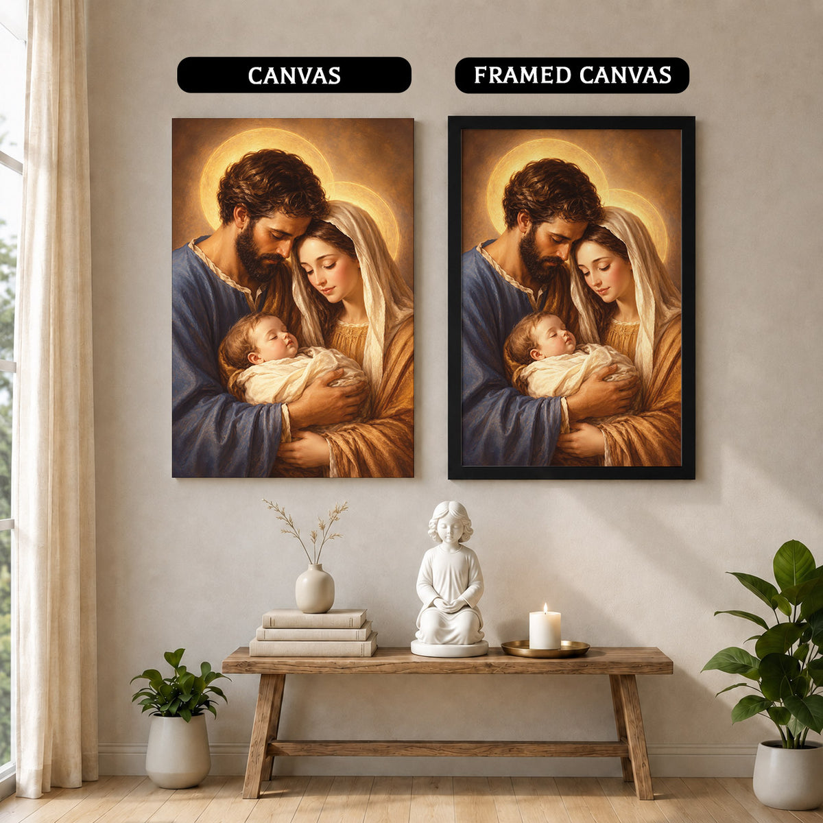 Holy Family with Baby Jesus Poster/Canvas – Christian Catholic Wall Art