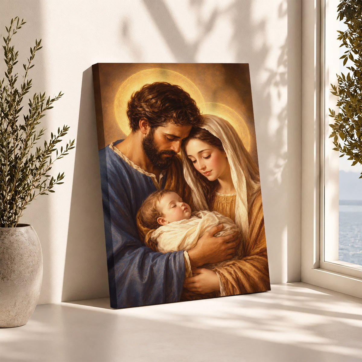 Holy Family with Baby Jesus Poster/Canvas – Christian Catholic Wall Art