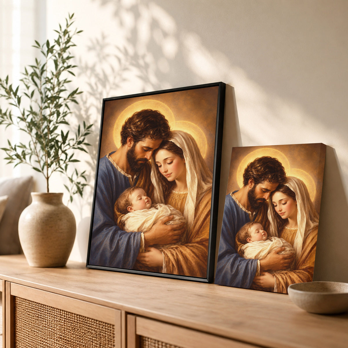 Holy Family with Baby Jesus Poster/Canvas – Christian Catholic Wall Art