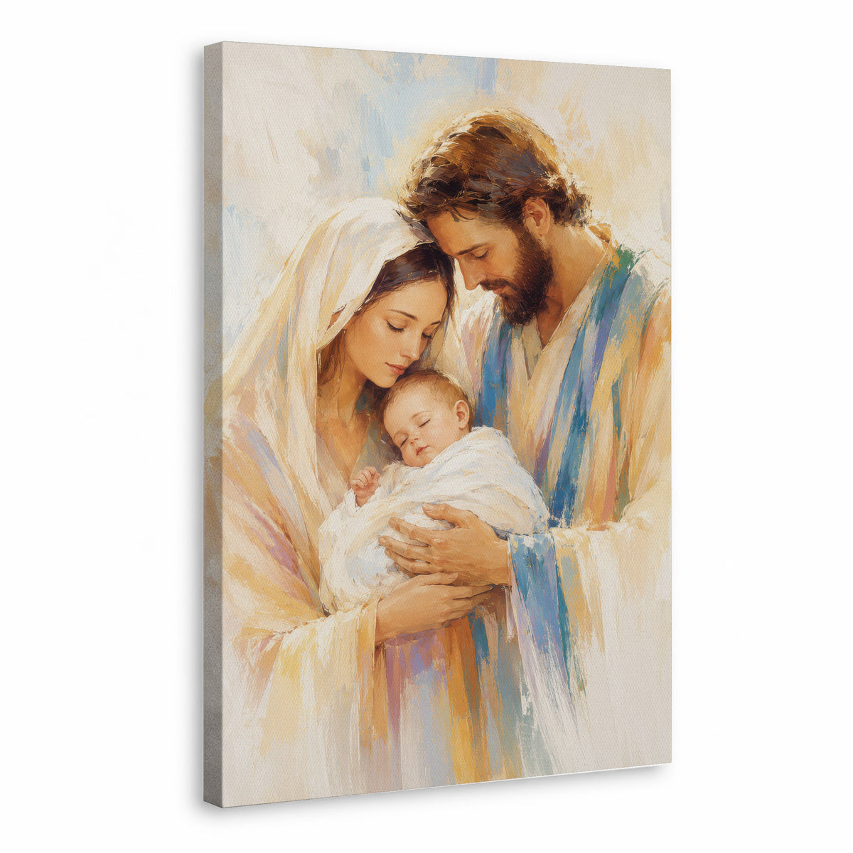 Holy Family with Infant Jesus Poster/Canvas – Soft Watercolor Christian Wall Art
