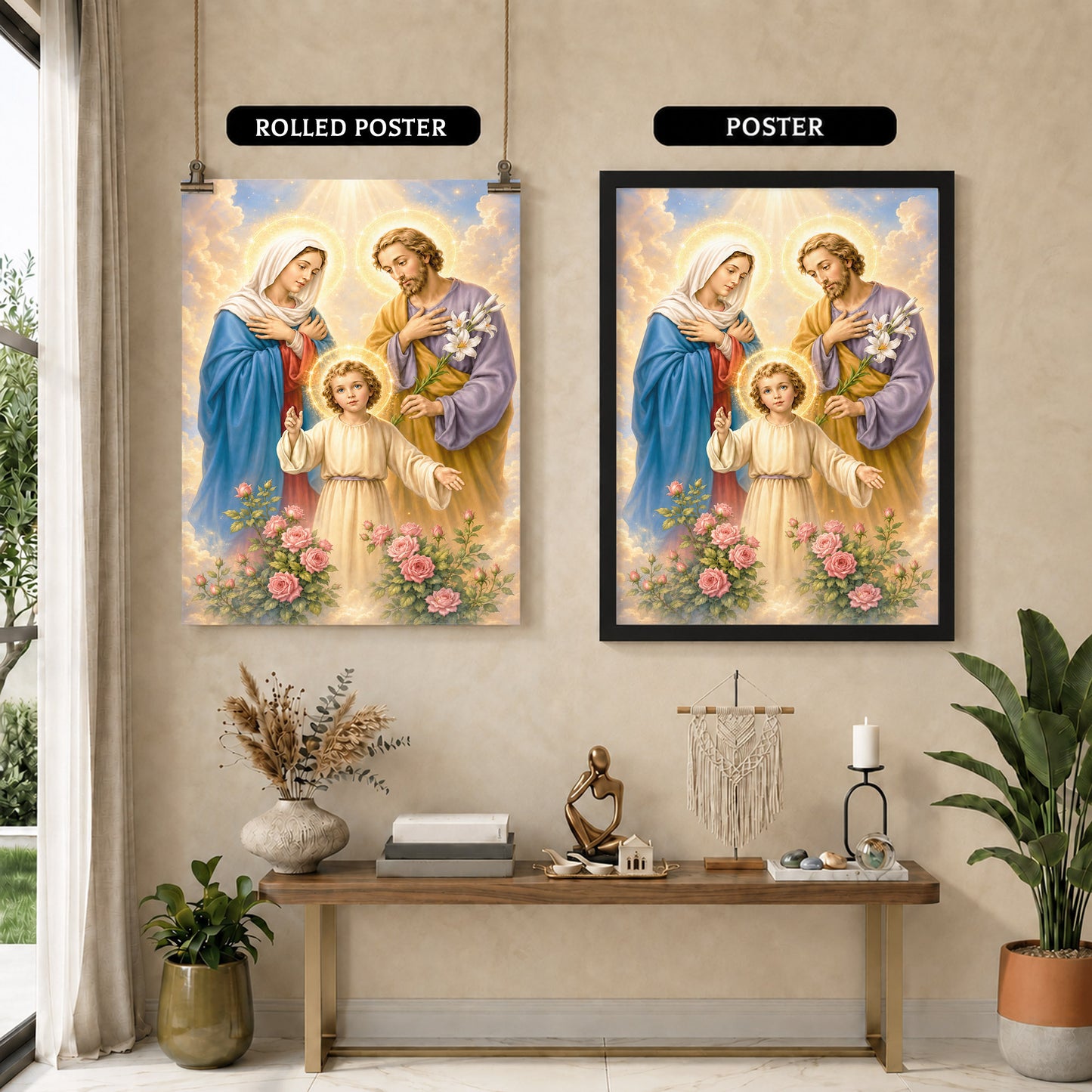 The Holy Family with Child Jesus Poster/Canvas – Catholic Religious Wall Art