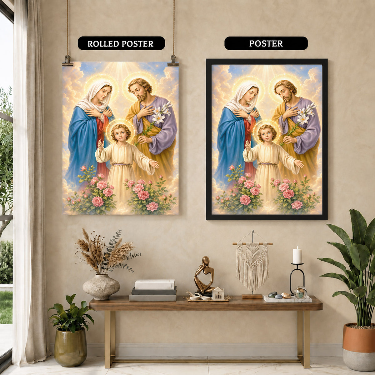 The Holy Family with Child Jesus Poster/Canvas – Catholic Religious Wall Art