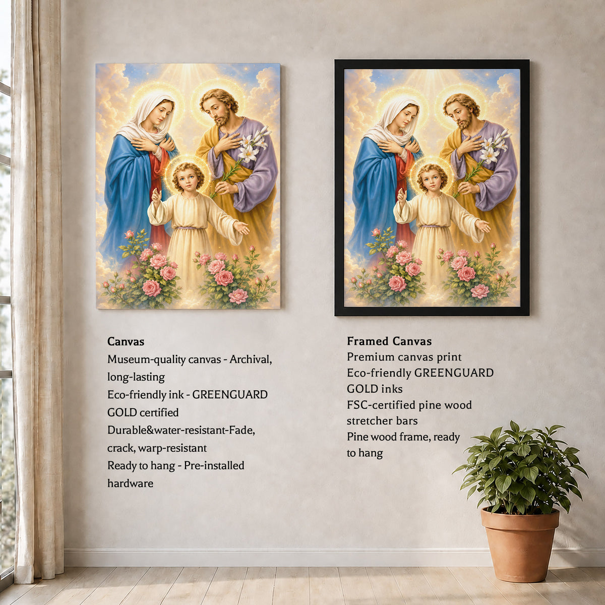 The Holy Family with Child Jesus Poster/Canvas – Catholic Religious Wall Art