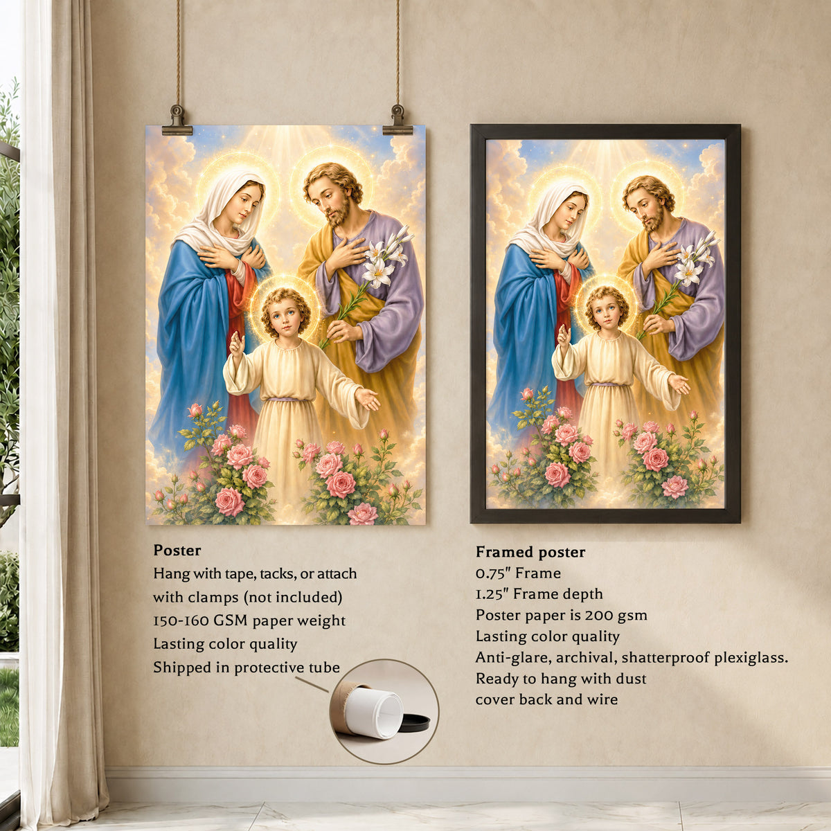 The Holy Family with Child Jesus Poster/Canvas – Catholic Religious Wall Art