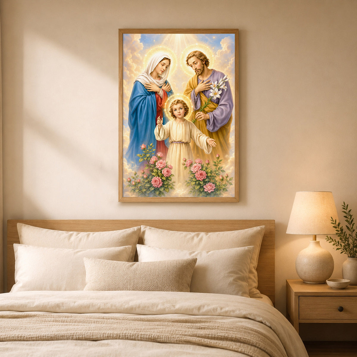 The Holy Family with Child Jesus Poster/Canvas – Catholic Religious Wall Art
