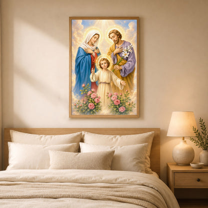 The Holy Family with Child Jesus Poster/Canvas – Catholic Religious Wall Art