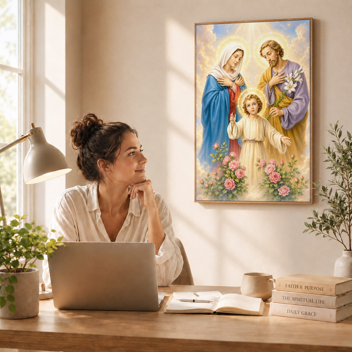 The Holy Family with Child Jesus Poster/Canvas – Catholic Religious Wall Art