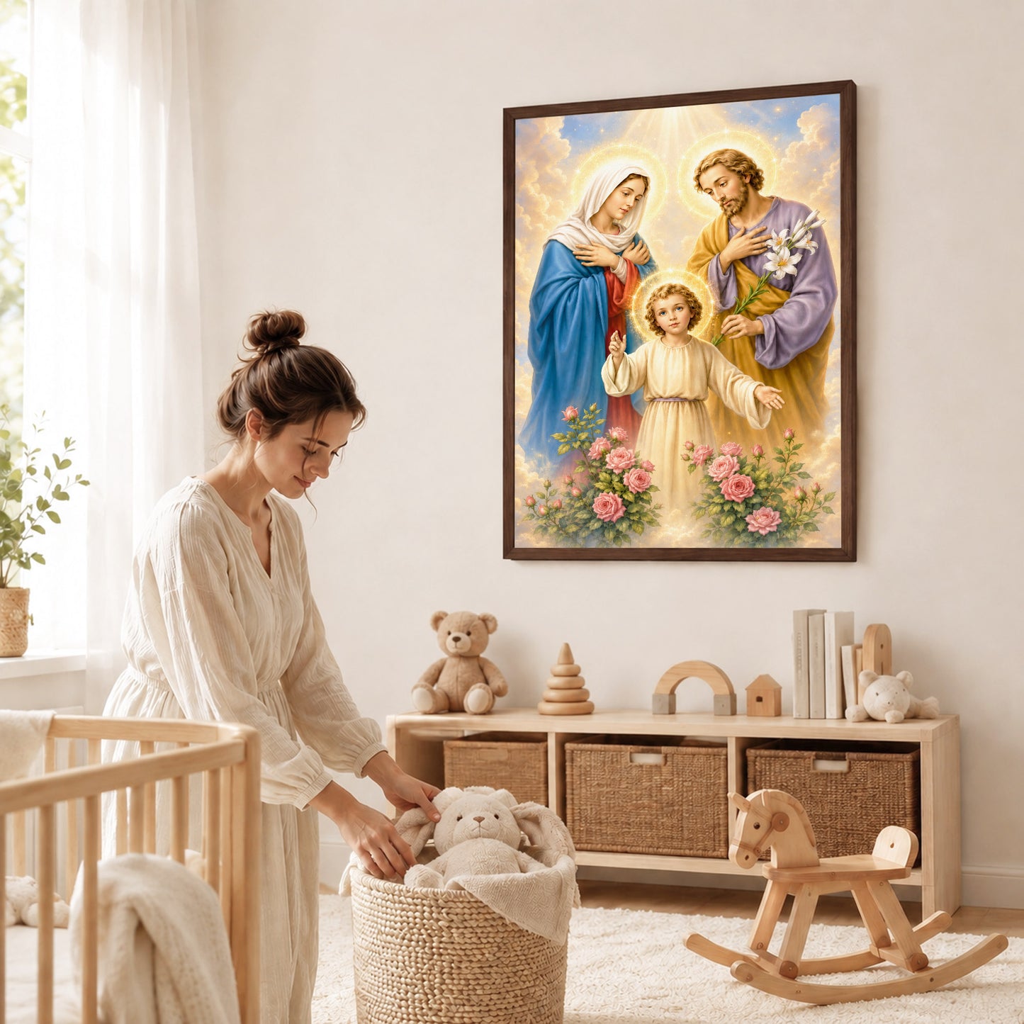 The Holy Family with Child Jesus Poster/Canvas – Catholic Religious Wall Art