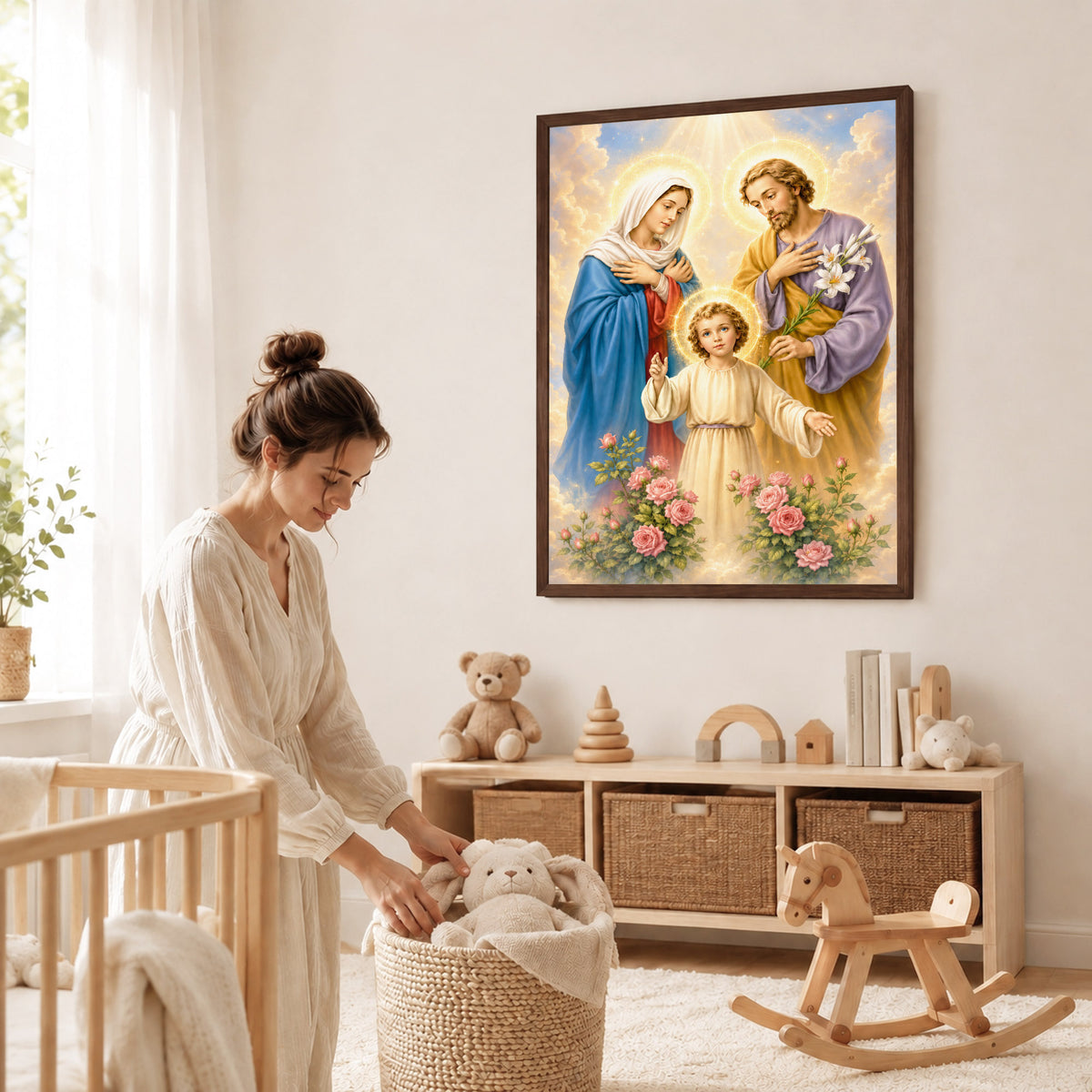 The Holy Family with Child Jesus Poster/Canvas – Catholic Religious Wall Art