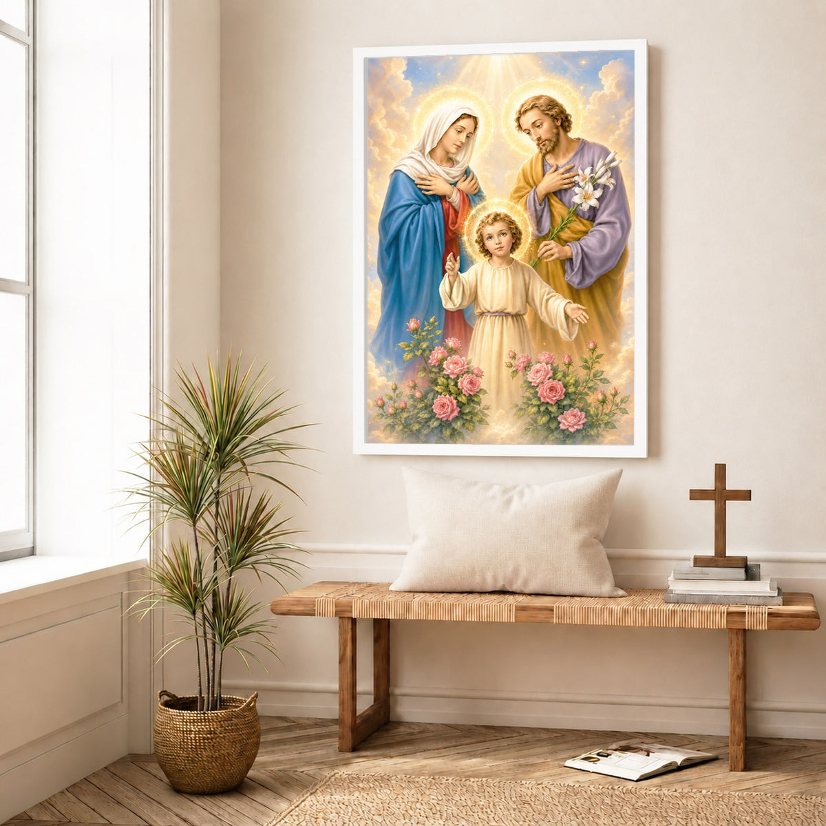 The Holy Family with Child Jesus Poster/Canvas – Catholic Religious Wall Art