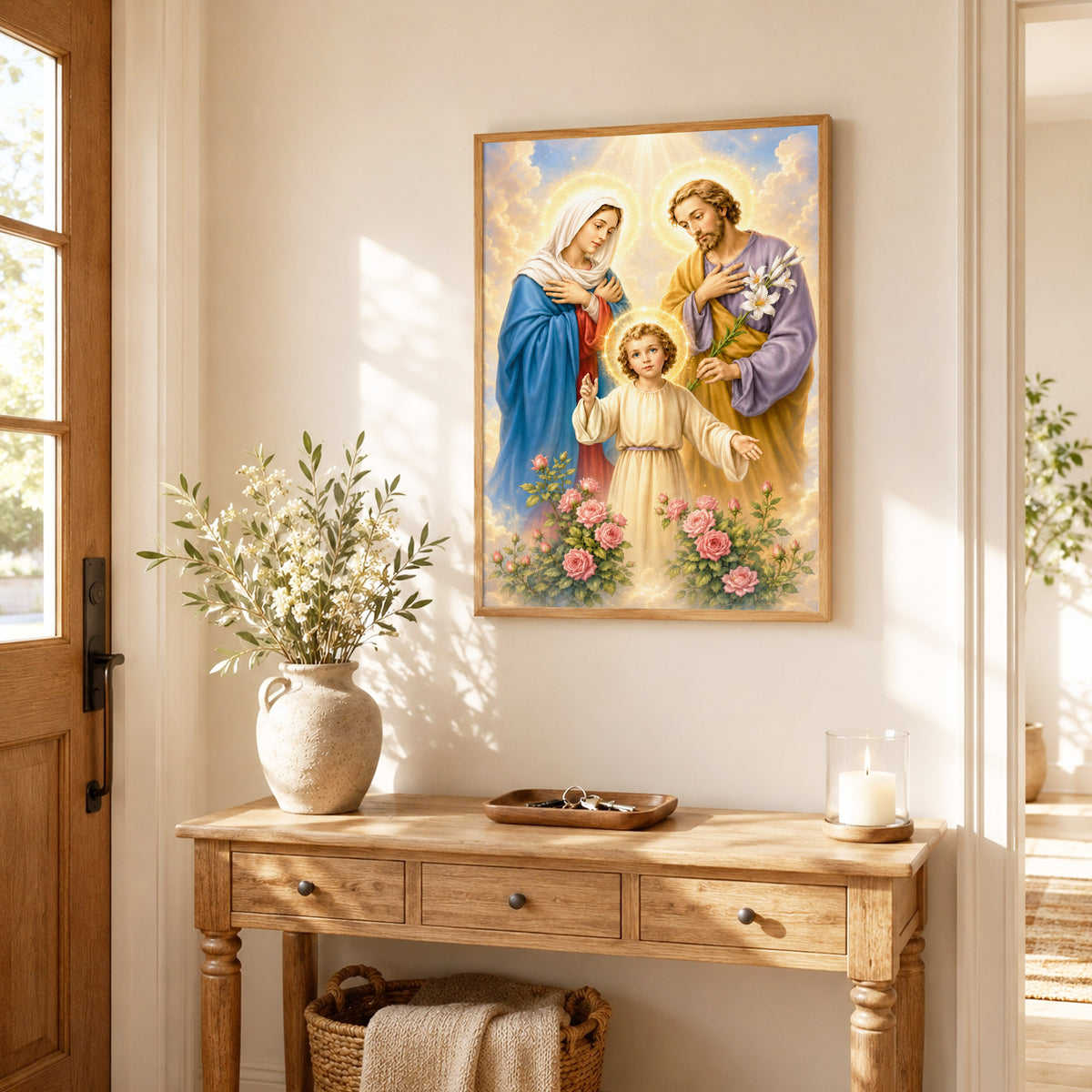 The Holy Family with Child Jesus Poster/Canvas – Catholic Religious Wall Art