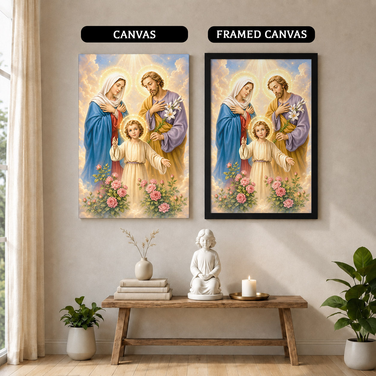 The Holy Family with Child Jesus Poster/Canvas – Catholic Religious Wall Art