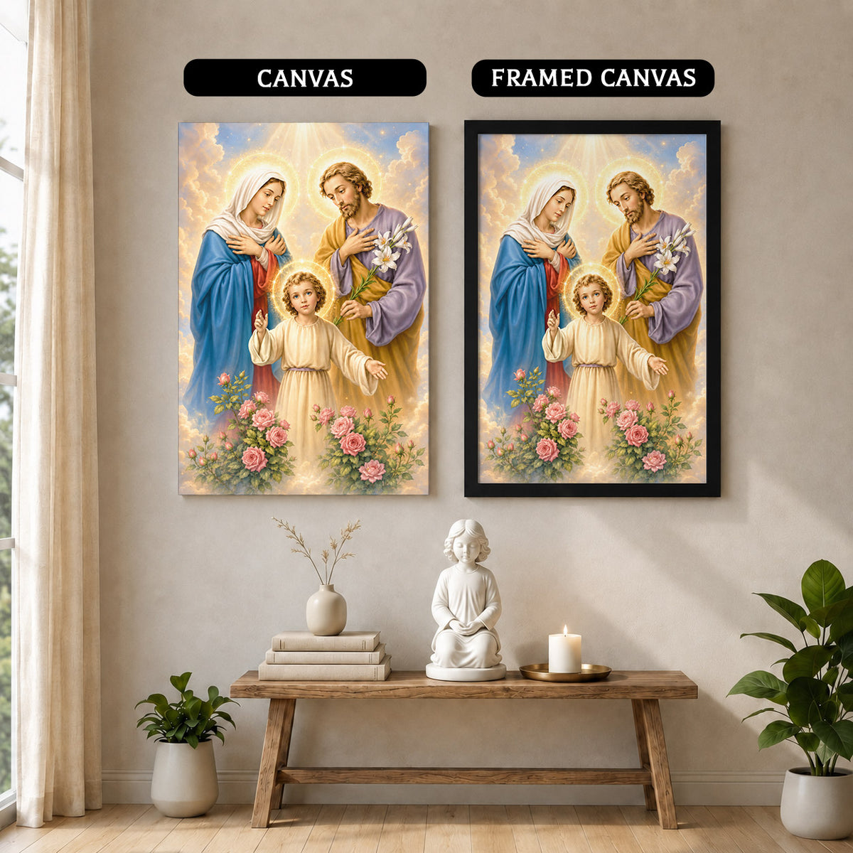 The Holy Family with Child Jesus Poster/Canvas – Catholic Religious Wall Art