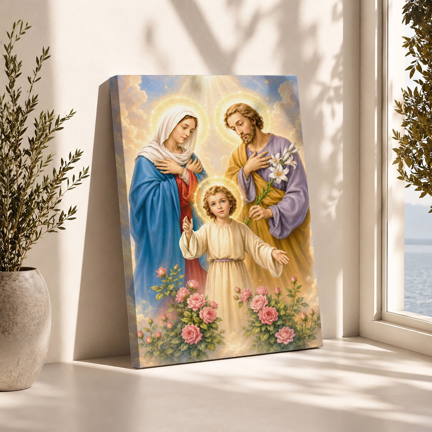 The Holy Family with Child Jesus Poster/Canvas – Catholic Religious Wall Art