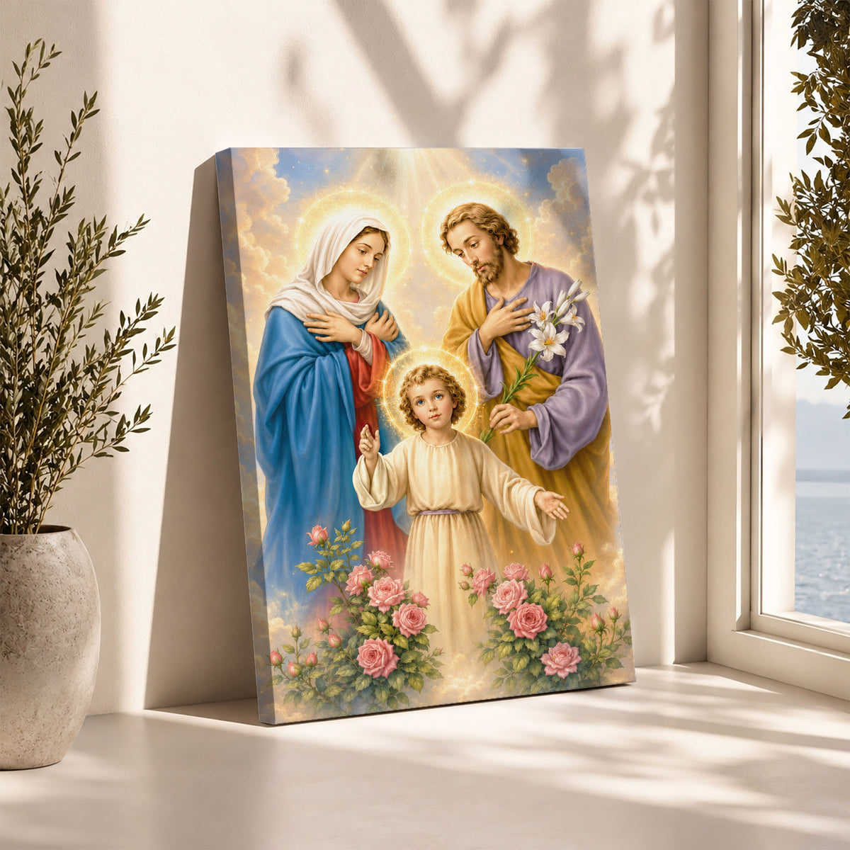 The Holy Family with Child Jesus Poster/Canvas – Catholic Religious Wall Art