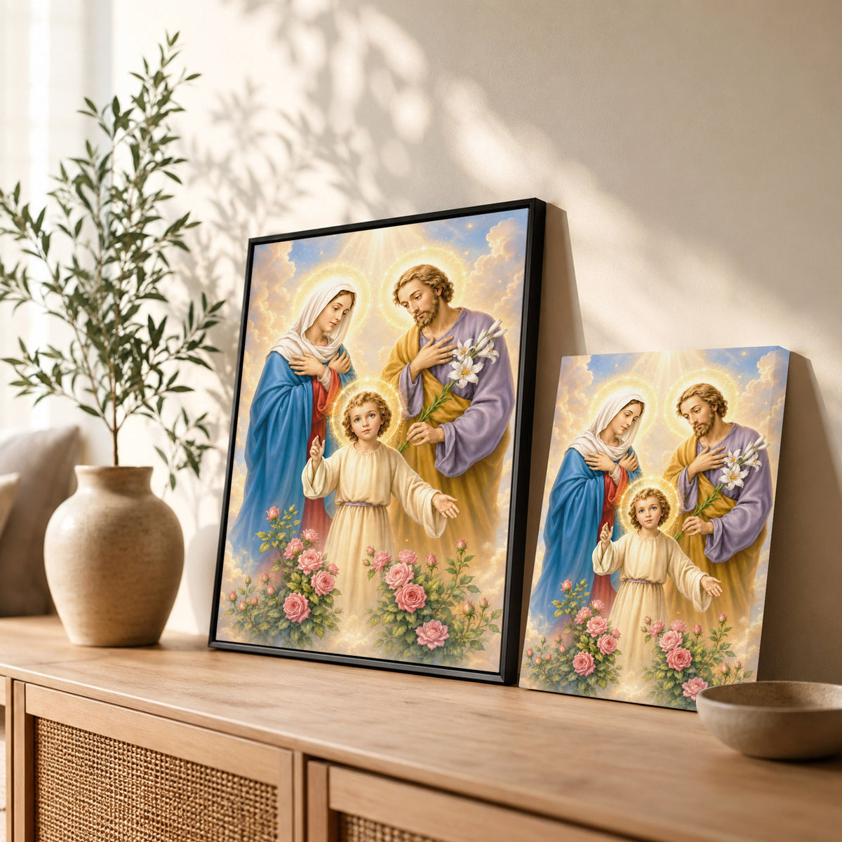 The Holy Family with Child Jesus Poster/Canvas – Catholic Religious Wall Art