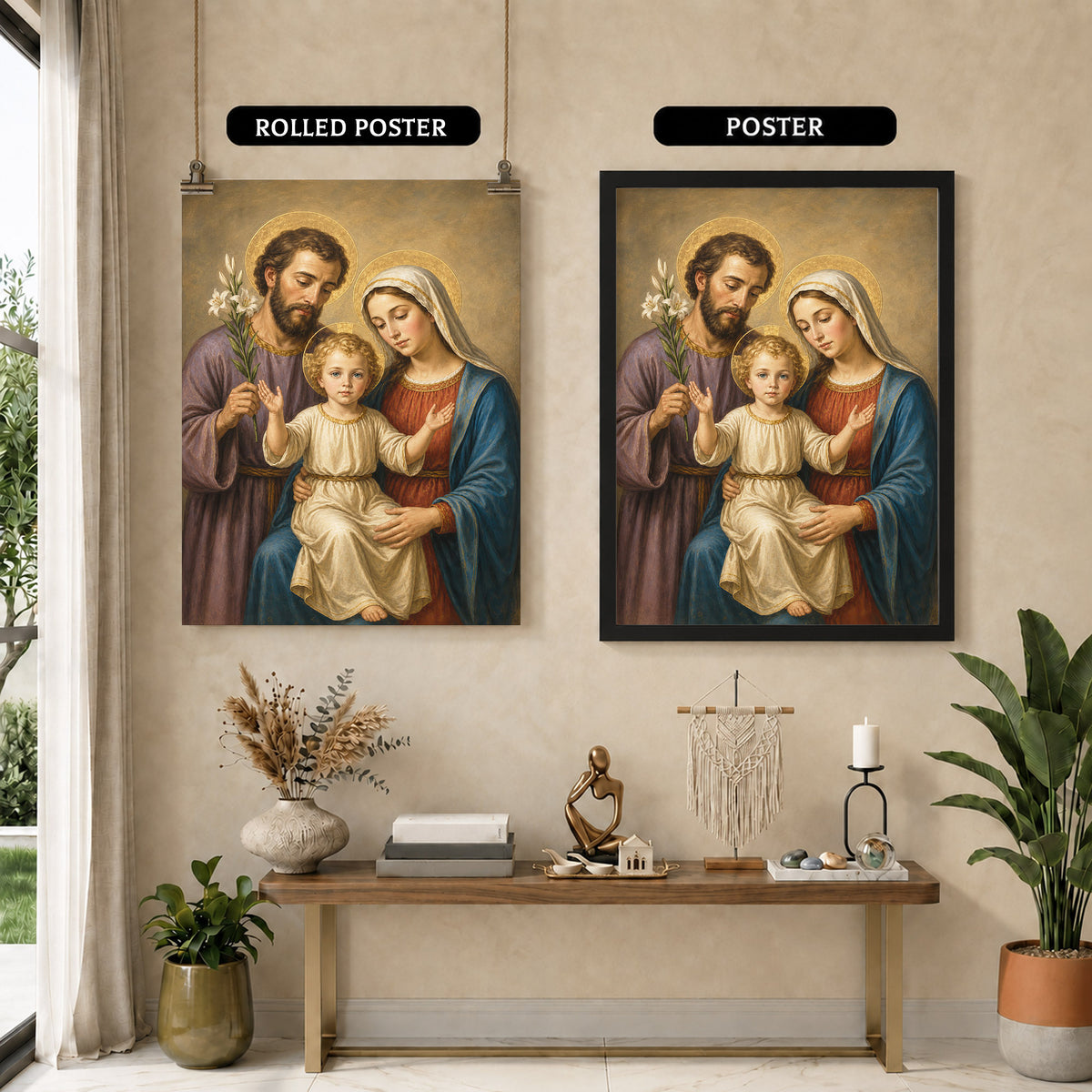 Holy Family with Child Jesus Poster/Canvas – Catholic Christian Wall Art