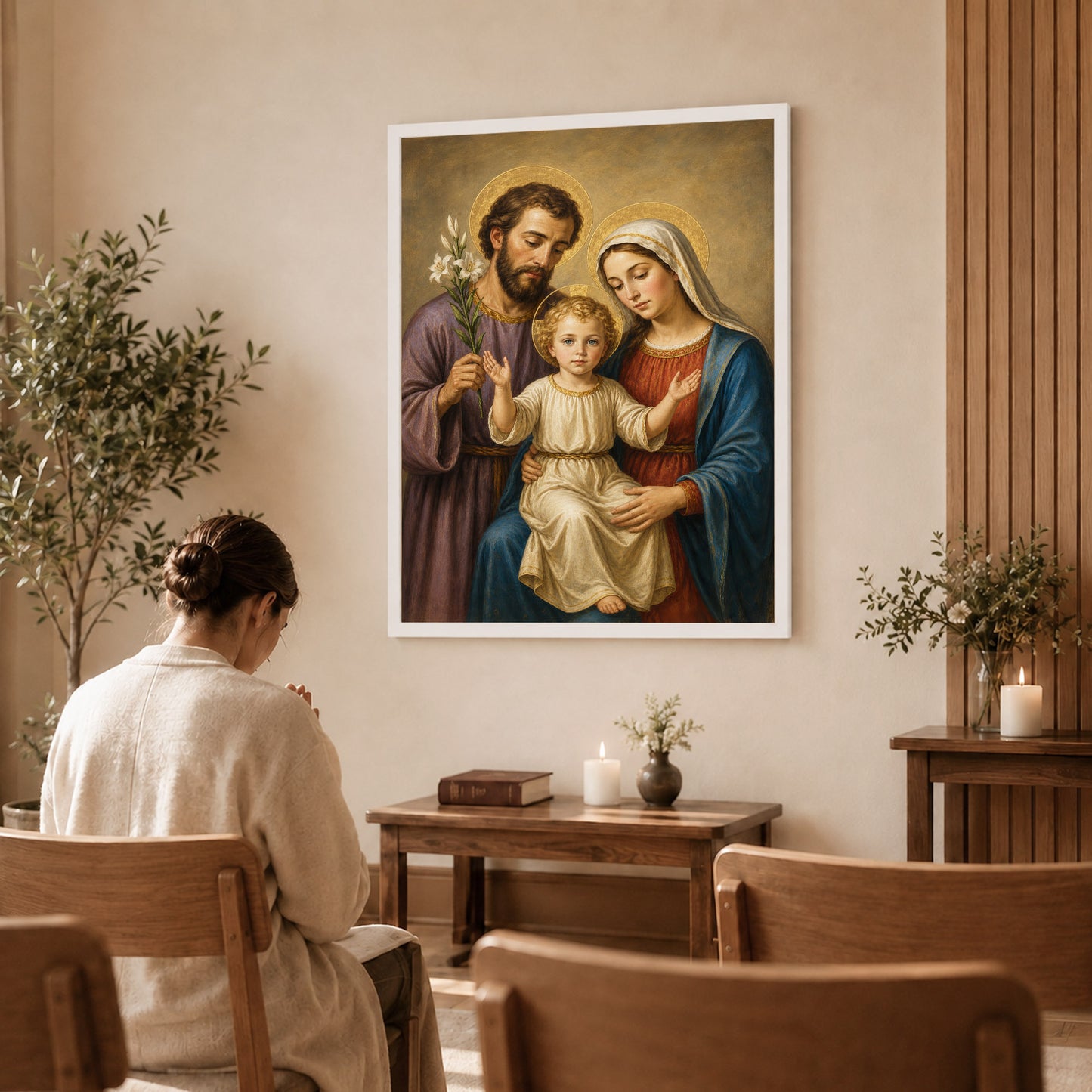 Holy Family with Child Jesus Poster/Canvas – Catholic Christian Wall Art