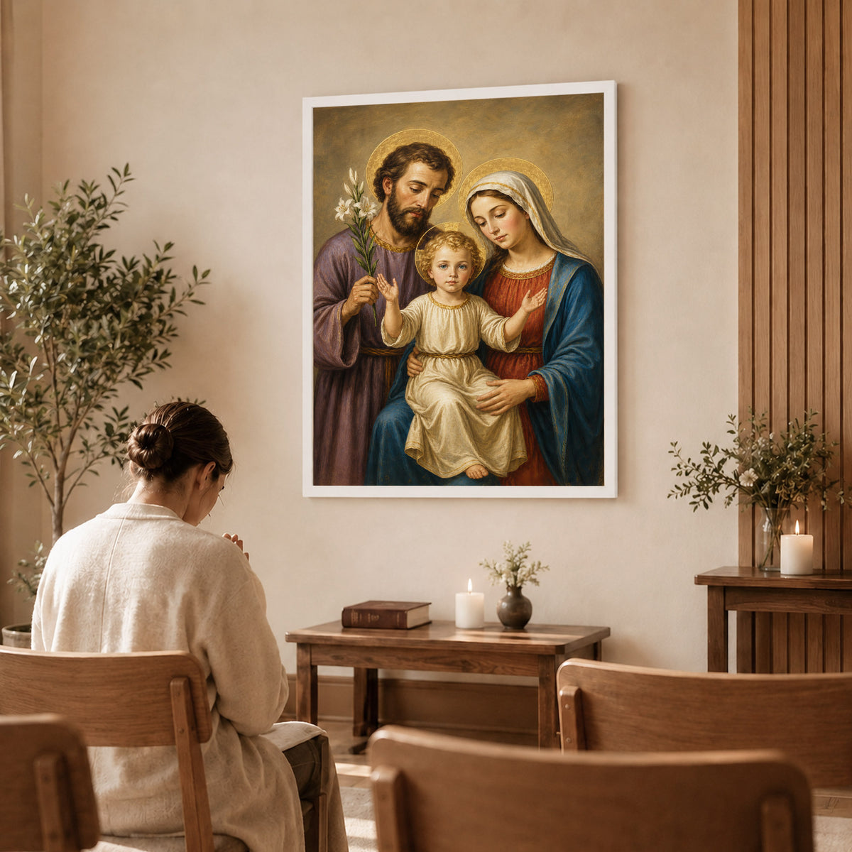 Holy Family with Child Jesus Poster/Canvas – Catholic Christian Wall Art