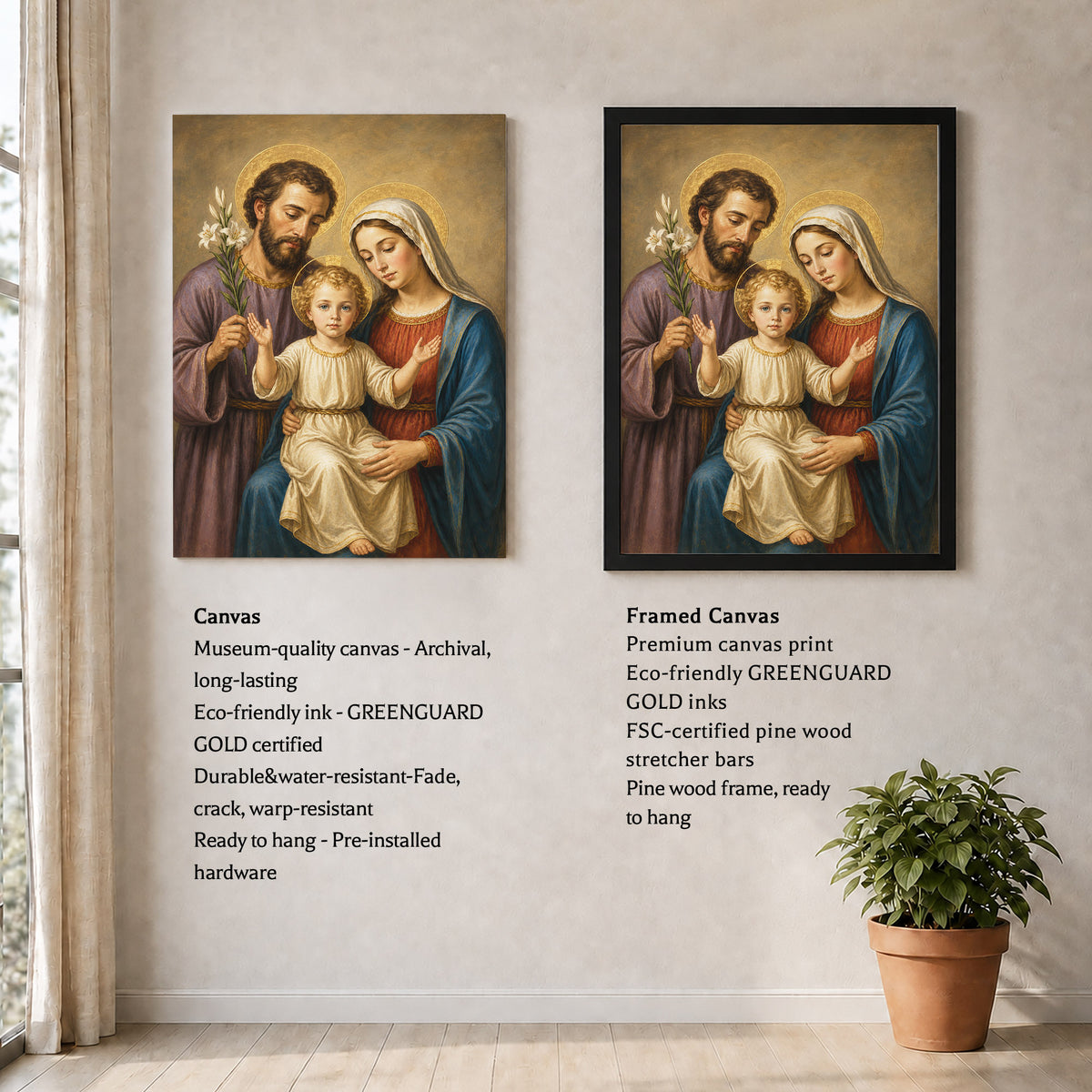 Holy Family with Child Jesus Poster/Canvas – Catholic Christian Wall Art