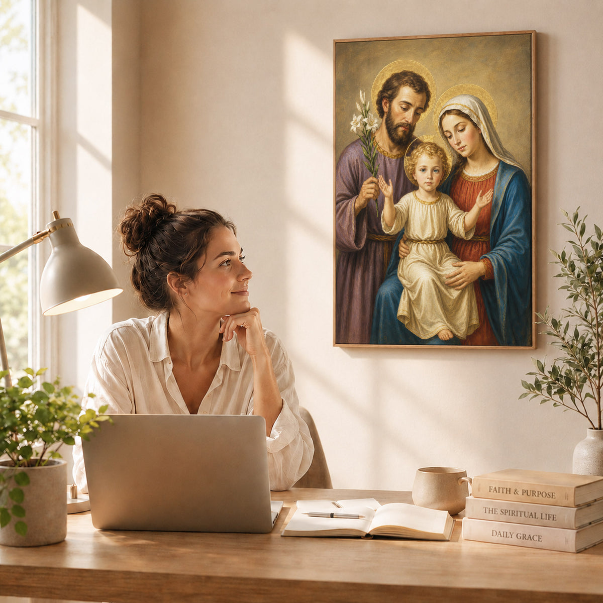 Holy Family with Child Jesus Poster/Canvas – Catholic Christian Wall Art