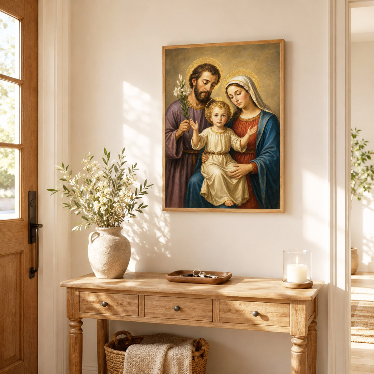 Holy Family with Child Jesus Poster/Canvas – Catholic Christian Wall Art
