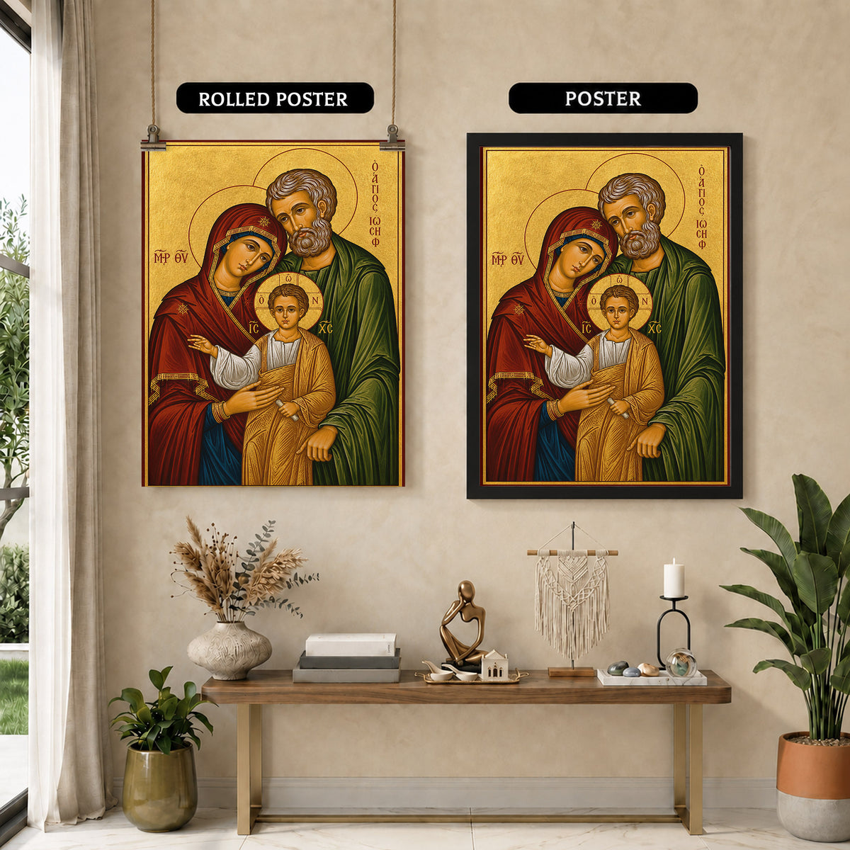 Byzantine Holy Family Icon Poster/Canvas – Catholic Orthodox Religious Wall Art