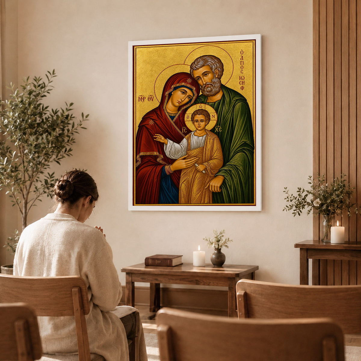 Byzantine Holy Family Icon Poster/Canvas – Catholic Orthodox Religious Wall Art